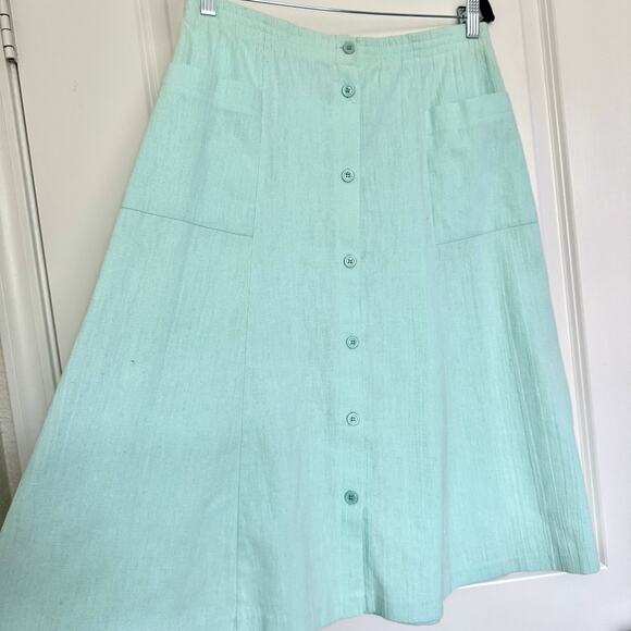Vintage Pykettes Skirt Women's 12 Baby Blue A-line Midi Cottage Country Prairie - Picture 5 of 13